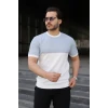 Erkek Renk Bloklu Bisiklet Yaka Kısa Kollu Triko Tişört