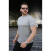 Erkek Renk Bloklu Bisiklet Yaka Kısa Kollu Triko Tişört