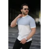 Erkek Renk Bloklu Bisiklet Yaka Kısa Kollu Triko Tişört