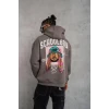 Erkek School Boy Baskılı Kapüşonlu Sweat - Gri