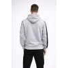 Erkek Şeritli Kapüşonlu Sweatshirt Oversize 3 Iplik Pamuklu - Beyaz