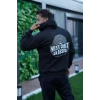 Erkek Sırt Baskılı Kapüşonlu Üç İplik Oversize Sweatshirt - Siyah
