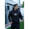 Erkek Sırt Baskılı Kapüşonlu Üç İplik Oversize Sweatshirt - Siyah