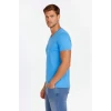 Erkek T-shirt V Yaka Slim Fit Dar Kesim Likralı Tişört Günlük Basic Body - Açık Mavi