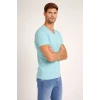 Erkek T-shirt V Yaka Slim Fit Dar Kesim Likralı Tişört Günlük Basic Body - Turkuvaz
