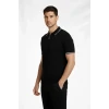Erkek Triko Tişört Fermuar Yakalı Kısa Kol T-Shirt 3’lü Set Bej-Beyaz-Siyah