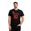 Erkek Türkiye Ay Yıldız Baskılı 10 Numara Forma Tişört Taraftar T-shirt - Siyah