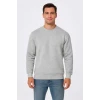 Erkek Üç İplik Düz Bisiklet Yaka Sweatshirt - Gri
