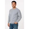 Erkek Üç İplik Düz Bisiklet Yaka Sweatshirt - Gri