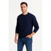 Erkek Üç İplik Düz Bisiklet Yaka Sweatshirt - Lacivert