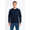 Erkek Üç İplik Düz Bisiklet Yaka Sweatshirt - Lacivert