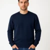 Erkek Üç İplik Düz Bisiklet Yaka Sweatshirt - Lacivert
