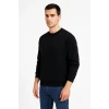 Erkek Üç İplik Düz Bisiklet Yaka Sweatshirt - Siyah