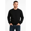 Erkek Üç İplik Düz Bisiklet Yaka Sweatshirt - Siyah