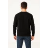 Erkek Üç İplik Düz Bisiklet Yaka Sweatshirt - Siyah