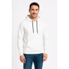 Erkek Üç İplik Kapüşonlu Kanguru Cepli Sweatshirt Hoodie - Beyaz