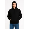 Erkek Üç İplik Kapüşonlu Kanguru Cepli Sweatshirt Hoodie - Siyah