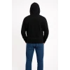 Erkek Üç İplik Kapüşonlu Kanguru Cepli Sweatshirt Hoodie - Siyah