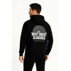Erkek Üç İplik Kapüşonlu Ön Ve Arka Baskılı Sweatshirt Hoodie - Siyah