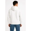 Erkek Üç İplik Kapüşonlu Tam Fermuarlı Kanguru Çepli Sweatshirt Hoodie - Beyaz