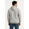 Erkek Üç İplik Kapüşonlu Tam Fermuarlı Kanguru Çepli Sweatshirt Hoodie - Gri