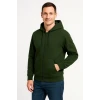 Erkek Üç İplik Kapüşonlu Tam Fermuarlı Kanguru Çepli Sweatshirt Hoodie - Haki