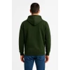 Erkek Üç İplik Kapüşonlu Tam Fermuarlı Kanguru Çepli Sweatshirt Hoodie - Haki