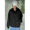 Erkek Uzun Kol Kapşonlu Basic Sweatshirt Hoodie - Siyah