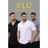 Erkek Waffle Dokuma Açık Yakalı Düğmeli Regular Kalıp 3’lü Gömlek Seti - Siyah, Beyaz, Gri