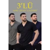 Erkek Waffle Dokuma Açık Yakalı Düğmeli Regular Kalıp 3’lü Gömlek Seti - Siyah, Haki, Lacivert