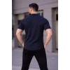 Erkek Waffle Kumaş Kısa Kollu Düğmeli Açık Yaka Regular Fit Gömlek - Lacivert