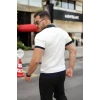 Erkek Yaka Ve Kol Detaylı Fermuar Yakalı Çizgi Desen Kısa Kollu Triko Tişört