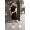 Erkek Yakalı Fermuarlı T-shirt Şort İkili Takım