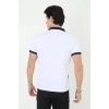 Erkek Yakalı Slim Fit Baskılı T-shirt - Beyaz