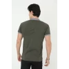 Erkek Yakalı Slim Fit Baskılı T-shirt - Haki