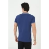 Erkek Yakalı Slim Fit Baskılı T-shirt - Mavi