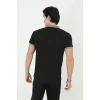 Erkek Yakalı Slim Fit Baskılı T-shirt - Siyah