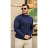 Erkek Yarım Balıkçı Yaka Kabartma Desenli Triko