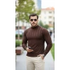 Erkek Yarım Balıkçı Yaka Kabartma Desenli Triko