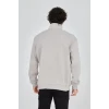 Erkek Yarım Fermuarlı Baskılı Sweat - Boyalı Gri