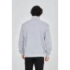 Erkek Yarım Fermuarlı Baskılı Sweat - Gri
