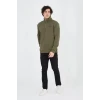 Erkek Yarım Fermuarlı Baskılı Sweat - Yeşil