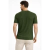 Erkek Yazlık Fitilli Triko Tişört Kısa Kol Bisiklet Yaka T-shirt - Haki