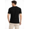 Erkek Yazlık Fitilli Triko Tişört Kısa Kol Bisiklet Yaka T-shirt - Siyah