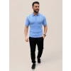 Erkek Yazlık Triko Dokuma Tişört Kısa Kol Polo Yaka T-shirt - Bebek Mavisi