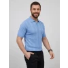 Erkek Yazlık Triko Dokuma Tişört Kısa Kol Polo Yaka T-shirt - Bebek Mavisi