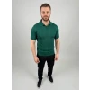 Erkek Yazlık Triko Dokuma Tişört Kısa Kol Polo Yaka T-shirt - Koyu Yeşil