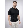 Erkek Yazlık Triko Dokuma Tişört Kısa Kol Polo Yaka T-shirt - Siyah