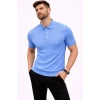 Erkek Yazlık Triko Tişört Kısa Kol Polo Yaka Düğmeli T-shirt - Bebek Mavisi
