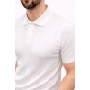 Erkek Yazlık Triko Tişört Kısa Kol Polo Yaka Düğmeli T-shirt - Beyaz